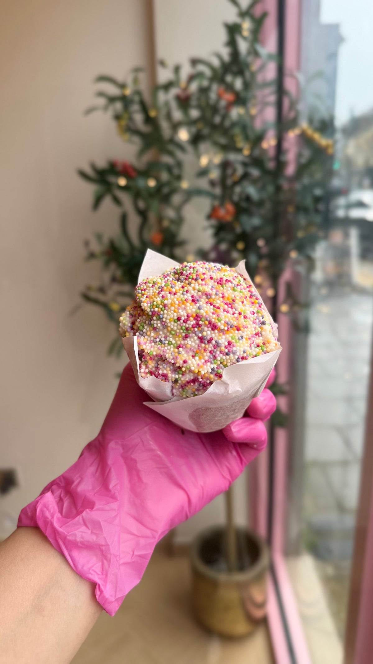Old school sprinkle muffin at Bonnies Glamour Bakes