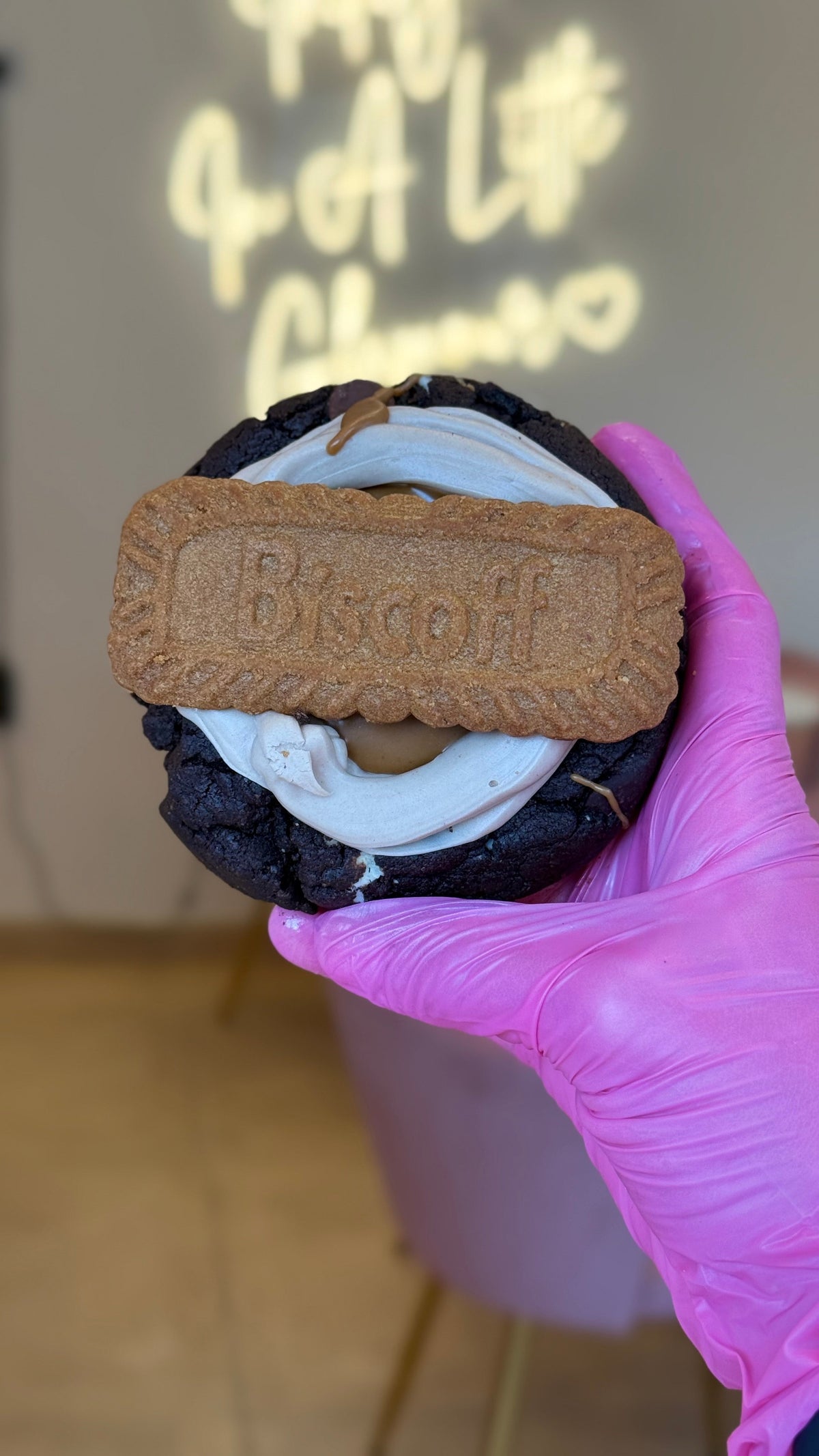Deep dish chocolate Biscoff and white chocolate cookie at Bonnies Glamour Bakes