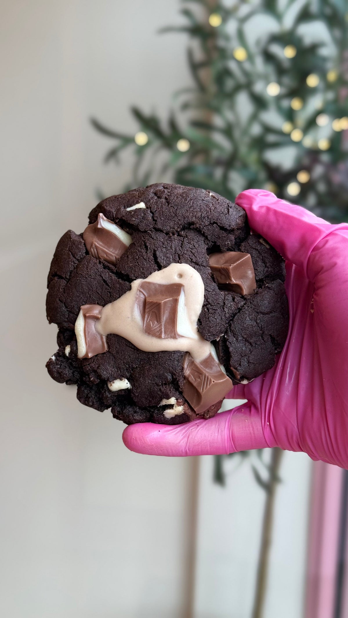 Triple chocolate Kinder stuffed cookie at Bonnies Glamour Bakes